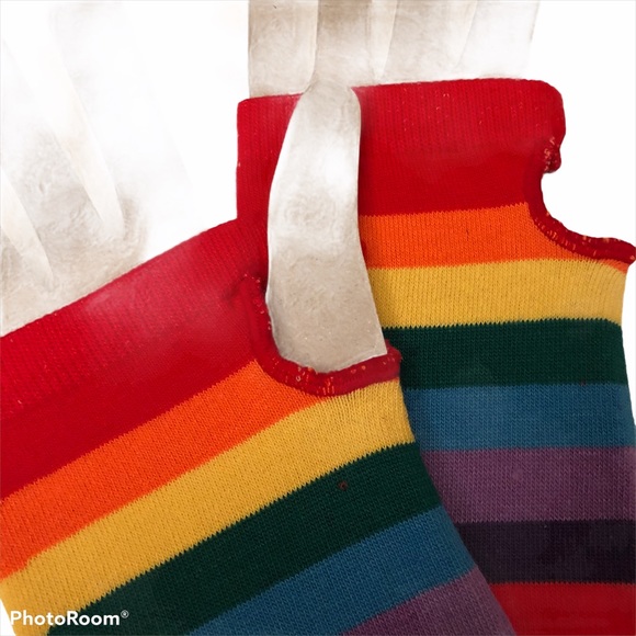 Unisex Fingerless Sweater Rainbow Gloves - Picture 3 of 4